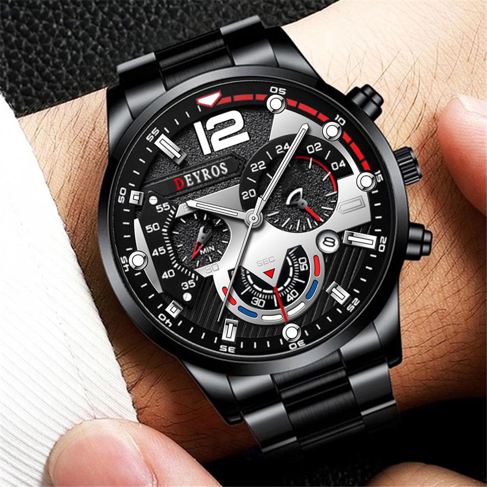 Watch Three-Piece Men'S Accessories Watch Ring Necklace Bracelet Men'S Quartz Watch
