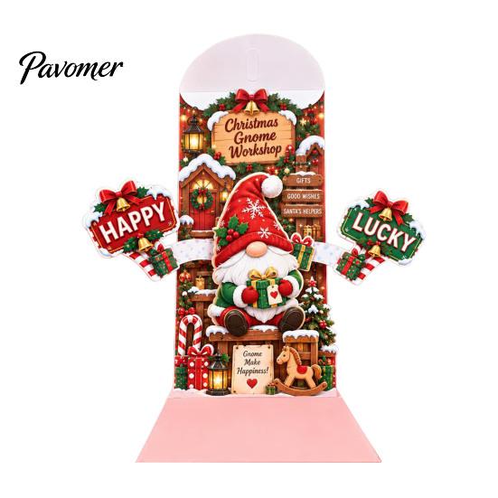 Reindeer Design Holiday Stationery 3D Pop Up Christmas Card, Money Gift Card Holder with Decorative Paper Craft Cards Cash Slot, Hummingbird