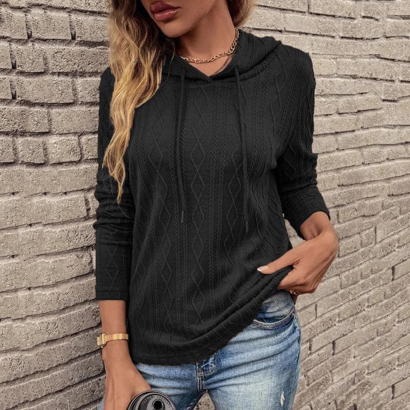 Top da Donna Autunno Inverno Camicia Scollo a V Monopetto Top Casual Felpa con Cappuccio Colore Unico Larga Moda Donna Felpe