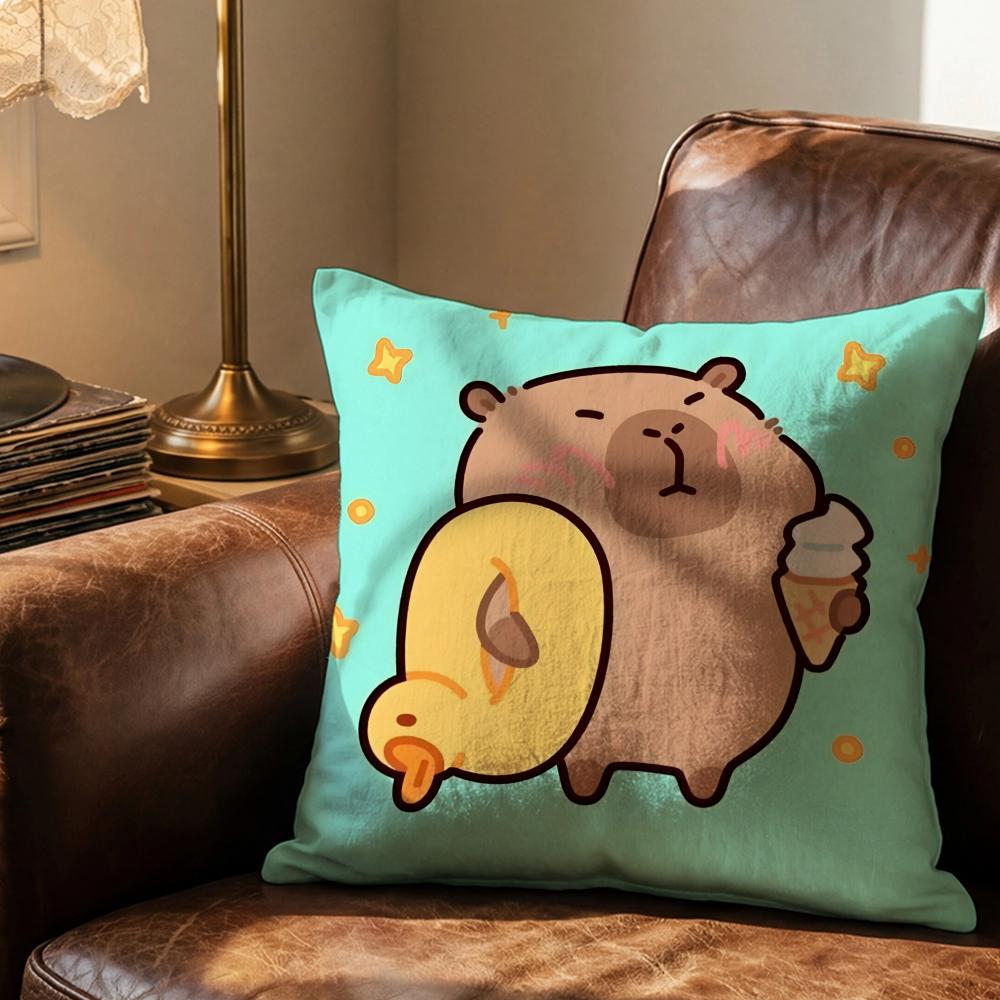 Cute pet Kapibala Cushion Cover Soft & Easy-Wash Pillow Case – Versatile for Couch, Bed, Travel and Office