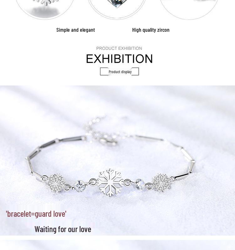 Bracelet Flocon de Neige Fleur de Glace Style Coréen - Tendance et Doux Cadeau de Noël pour Étudiantes