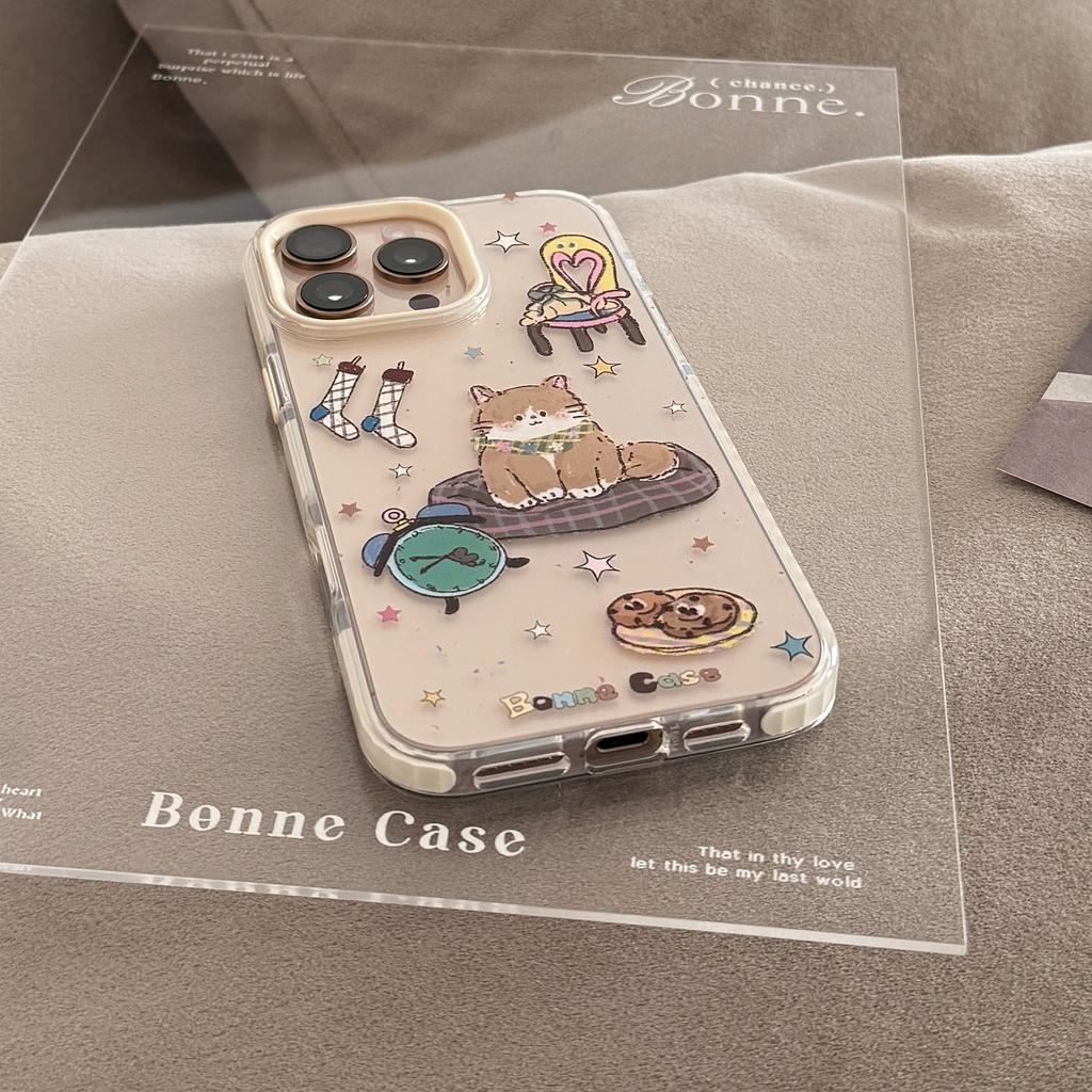 Childlike Cartoon iPhone 15 Apple 16 Pro Max Phone Case with Cat Design, Suitable for 17, 14, 13, Soft and Magnetic