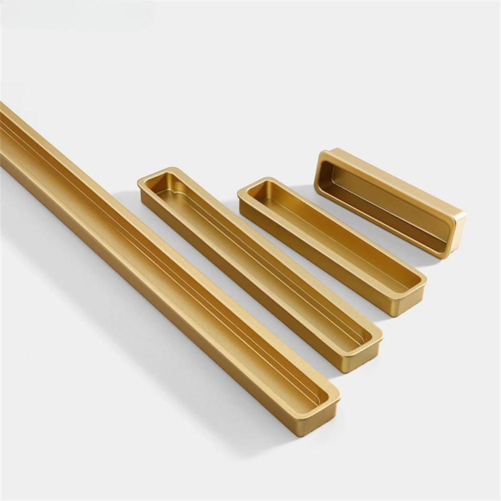 Modern Minimalist Embedded Grooved Sliding Door Handle Concealed Extended Cabinet Handle Wardrobe Closet Furniture Drawer Pulls