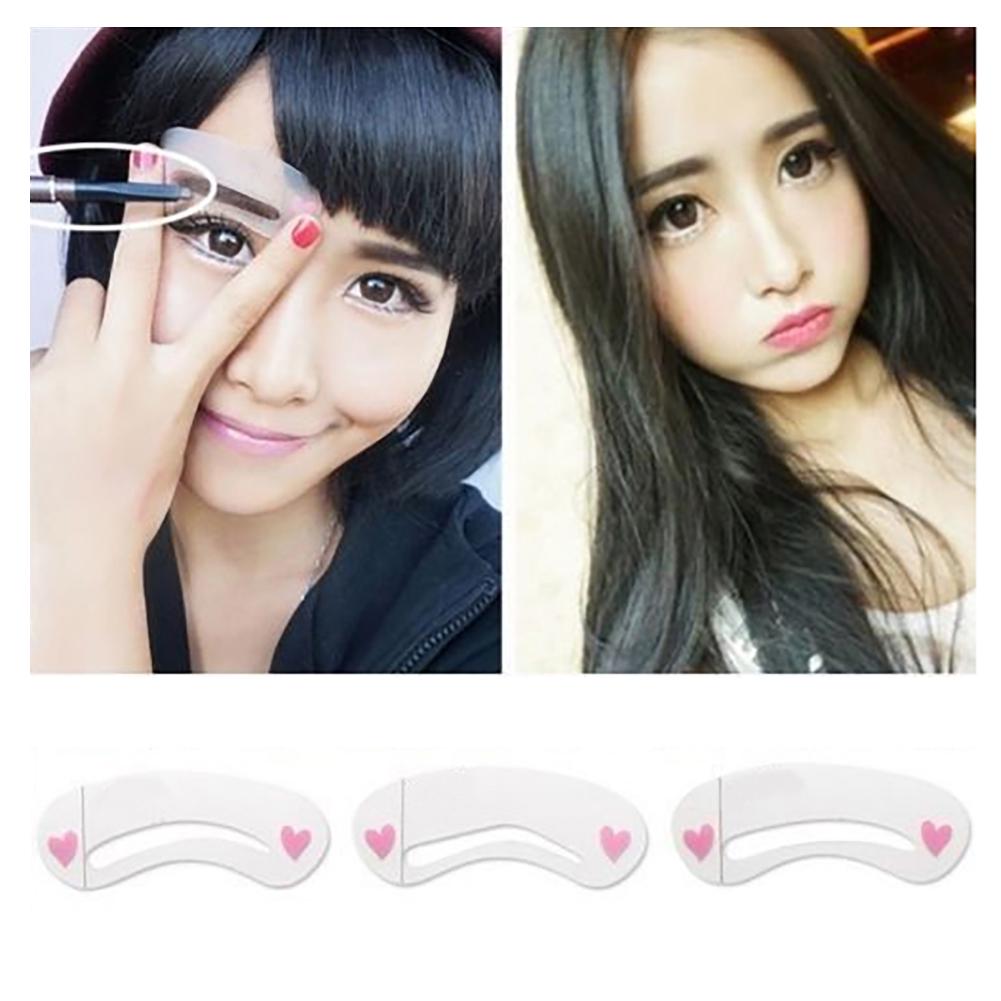 Fashion Casual 3 Pcs/1 Set Durable Eyebrow Assistant Template Drawing Card Brow Make Up Stencil