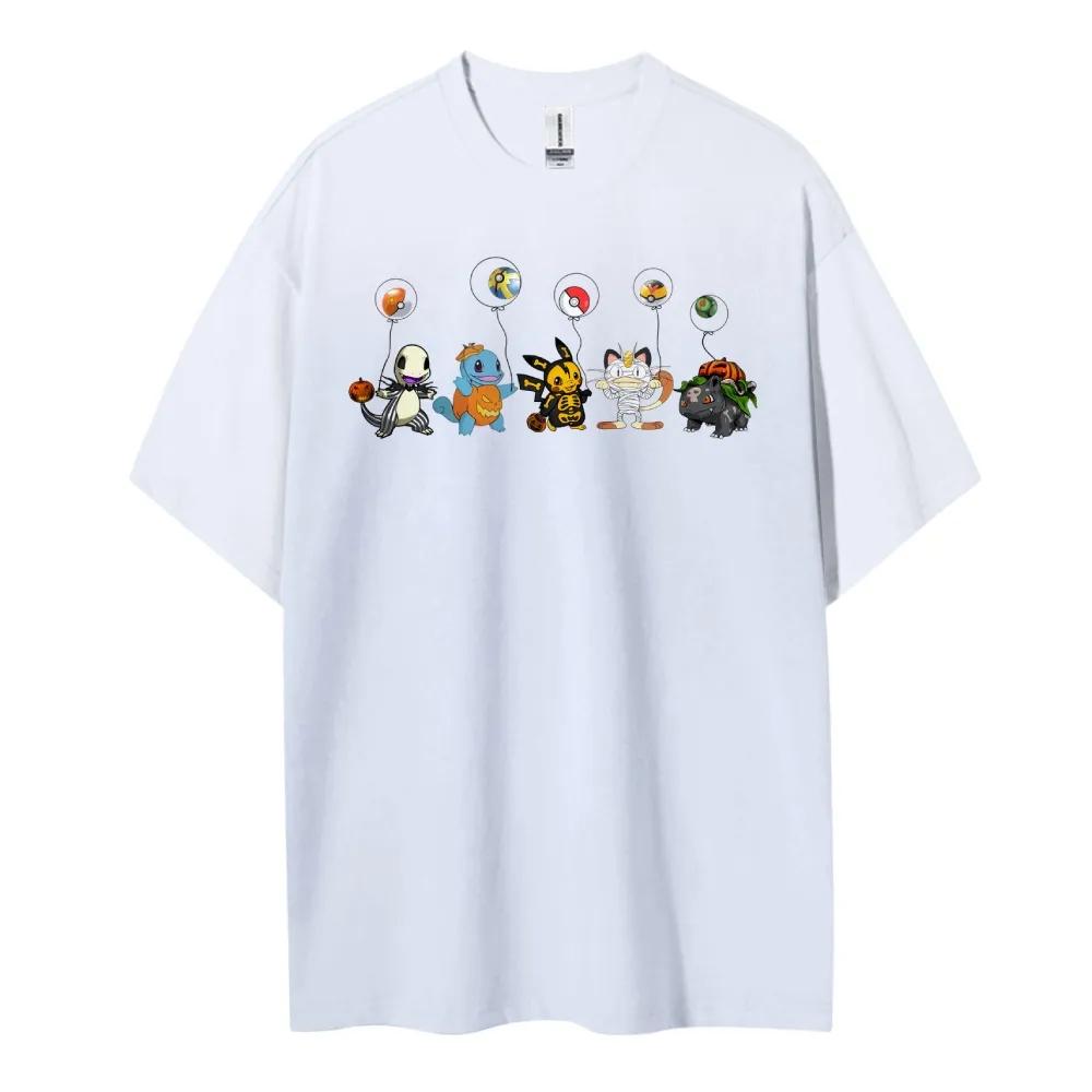 Nowe nadruki Pokemon Nowe męskie i damskie koszulki z krótkim rękawem w rozmiarach M i L Dziecięce koszulki z krótkim rękawem Czysta bawełna Okrągły dekolt Luźne topy