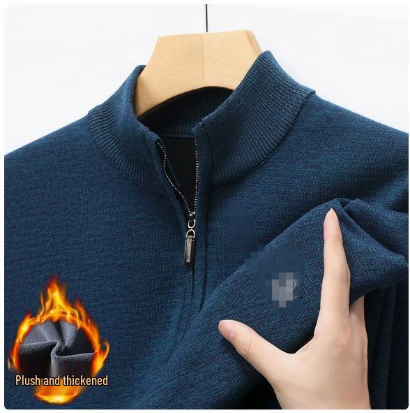 

Чоловіча зимова толстовка з флісовою підкладкою, на блискавці до середини, тепла, з довгим рукавом, з коміром-стійкою 130