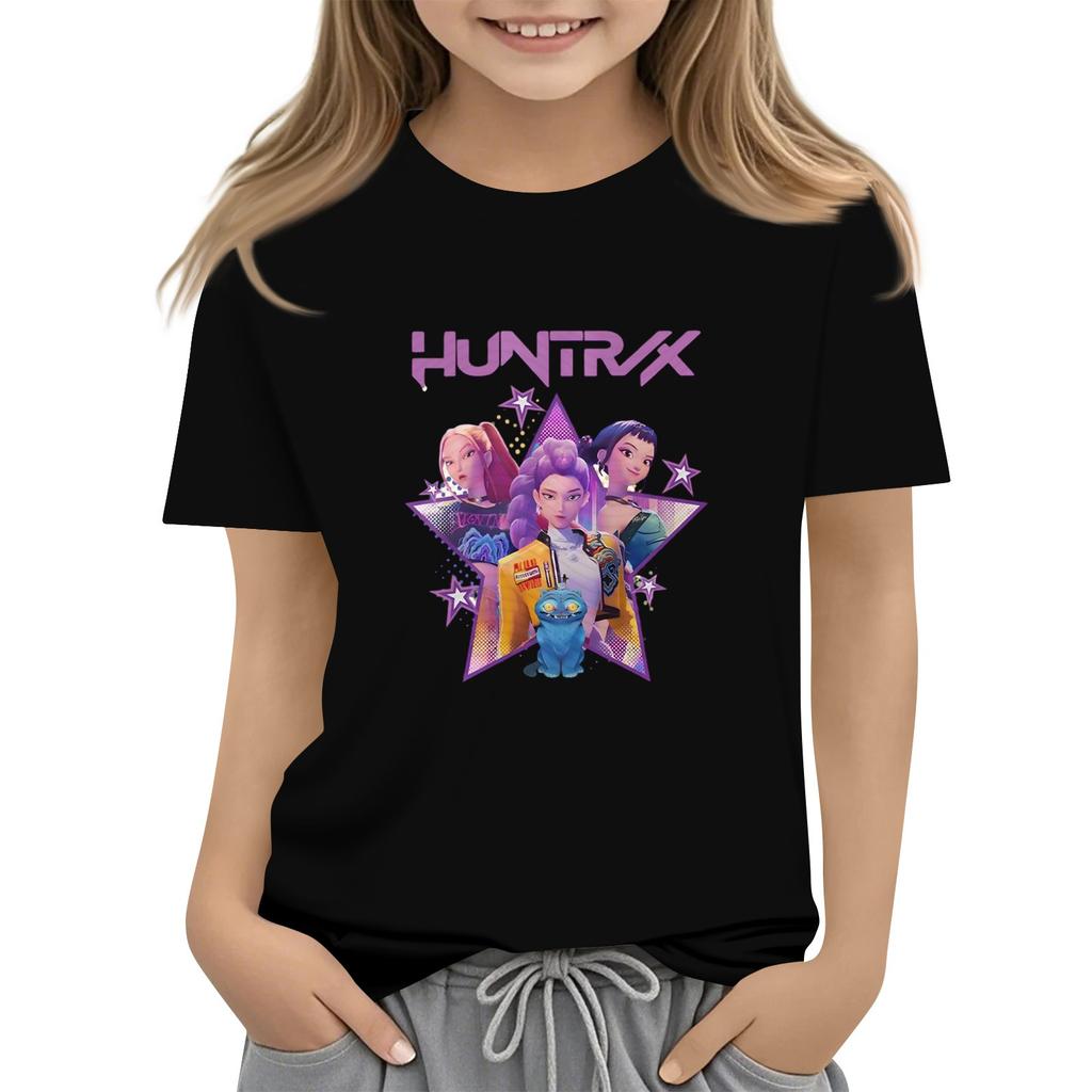 Boys Girls Round Neck Casual Printed Short-sleeved T-shirt Top