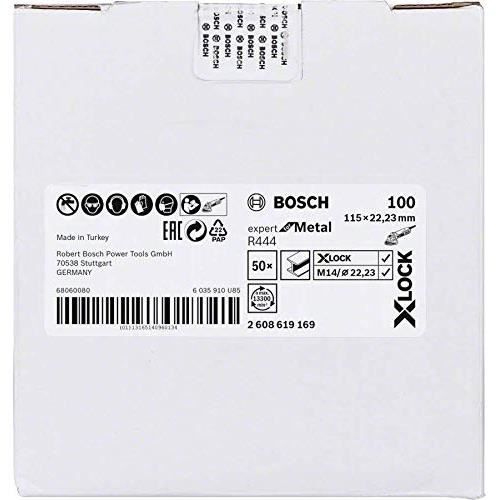 Disque abrasif en fibre - Bosch - R444 Expert - Ø115 mm - Grain 100 - Pour métal