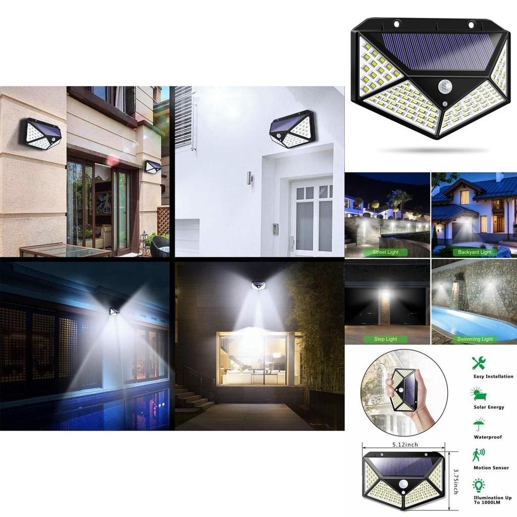 Helle und effiziente 100 LED Solarleuchten Gartenwandleuchte mit Bewegungssensor für den Außenbereich