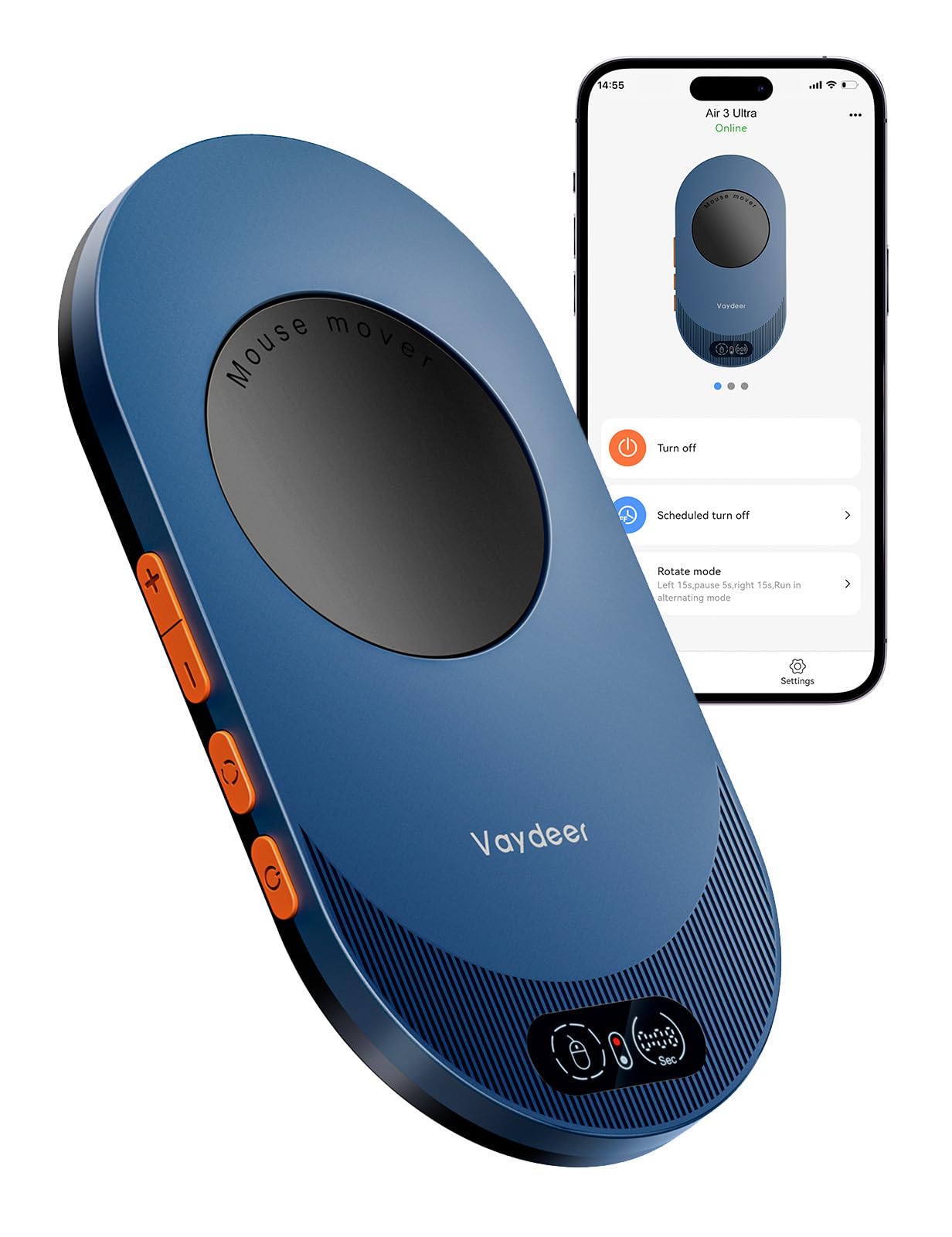 

VAYDEER App-Enabled Mouse Jiggler, Undetectable, Ultra-Thin Mouse Mover with Remote Control and Timer, Automatic Movement, Physical Mouse Jiggler