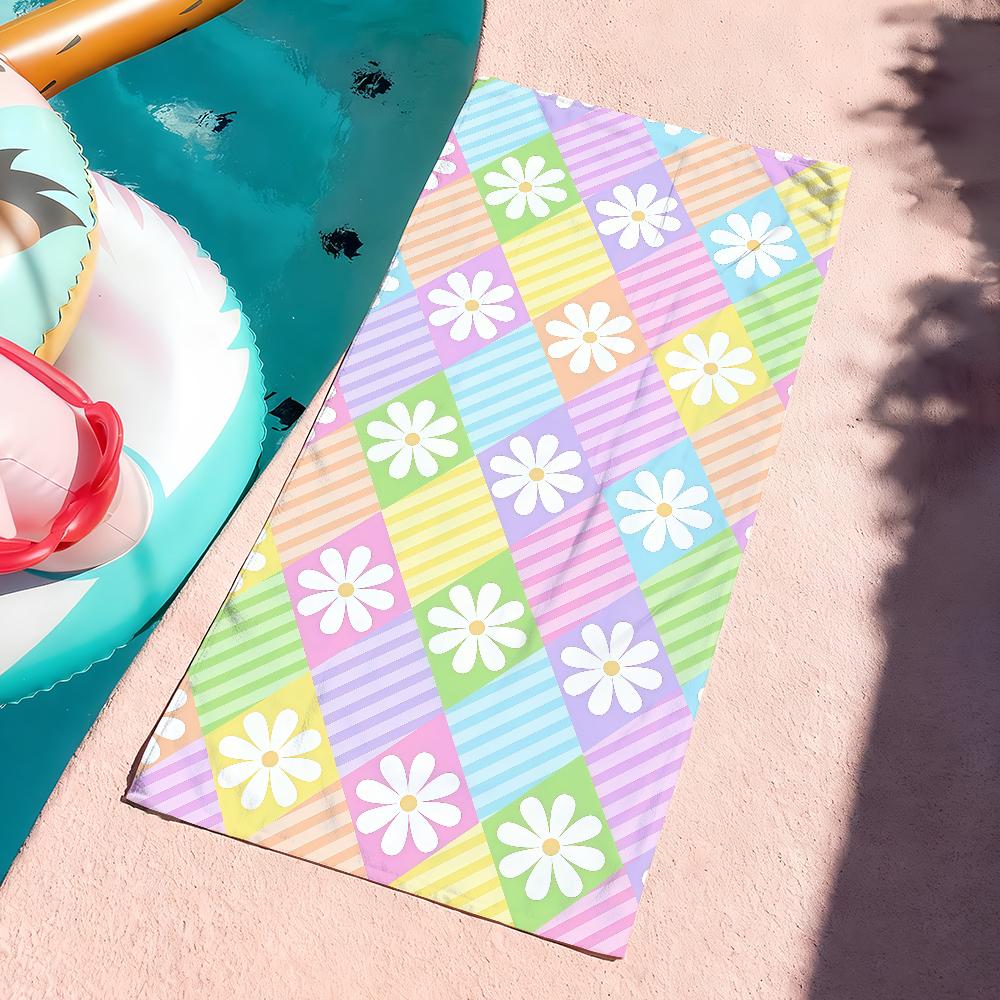 Flower Cartoon Beach Towel For Beaches Yoga Studios Gyms Hot Springs Swimming Pools And Picnics