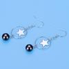 BELLA BOX S925 Sterling Silver Needle Star Tassel Zircon Geometric Earrings Moonfall Star Pearl Earrings