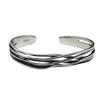 Wave Weave Personalized Minimalist Silver Punk Bracelet - Open Design Bangle