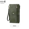 Dames RFID Anti-magnetische Lange Portemonnee: Retro Drievoudige Clutch met Meerdere Kaarthouders
