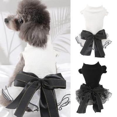 Ruffle Dog Dress Breathable Stylish Big Bow-knot Puppy Clothes