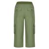 Women Cropped Pants Elastic Waist Adjustable Drawstring Hiking Cargo Pants with Multi