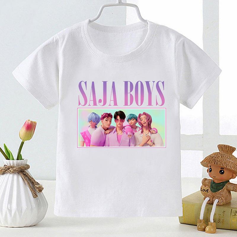 Kpop Demon Hunters Saja Boys Print Casual Kids T Shirt Girls New Summer Tops Fashion Baby Clothes Children Short Sleeve T-shirts