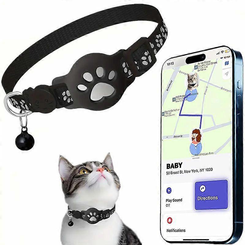 Cat Tracker for Airtag  No Monthly Fee GPS Location Tracker for Cats, Reflective & Waterproof Collar with Safety Buckle
