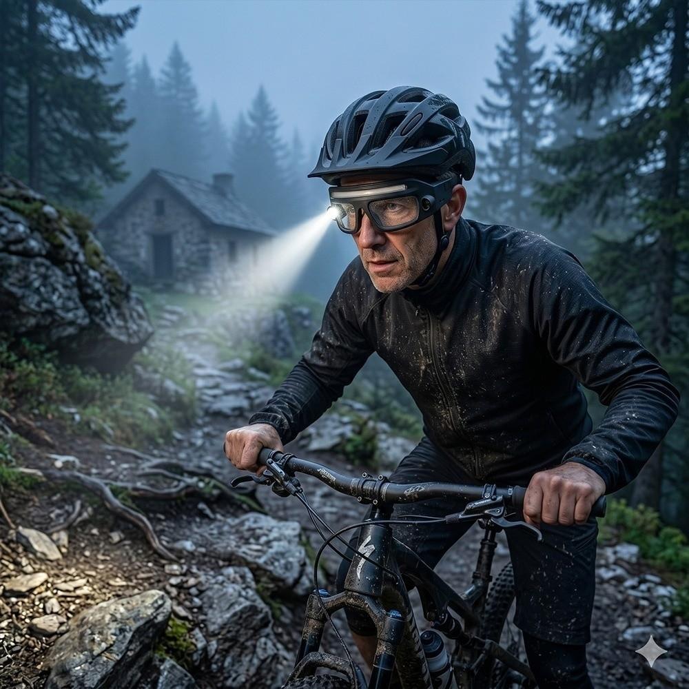High Visibility Rechargeable Headlamp Glasses Dual Beam COB Floodlight Glasses  Outdoor Sport