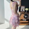 Fairy-Inspired Skirt One-Piece Swimsuit with Straps: Ink Style, French Elegance, Beach-Ready