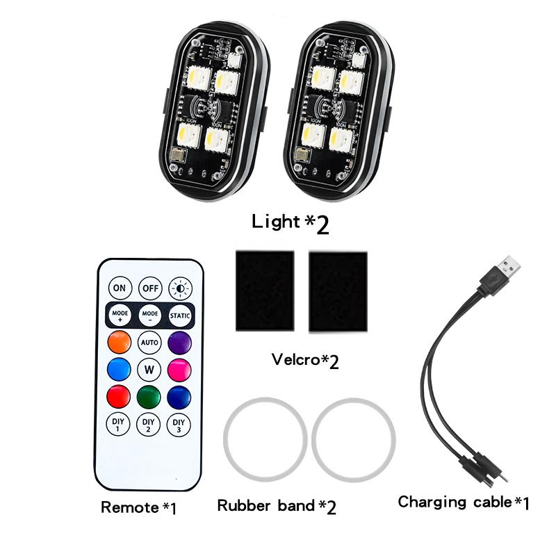 Wireless LED Strobe Lights With Remote Control 8 Colors Waterproof Anti-Collision Warning Light for Motorcycle Car Aircraft Bike
