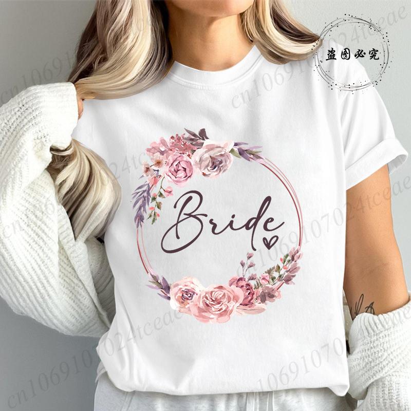 Bridal Graphic T Shirt for Women T Shirt Bride Team Tshirt Bride To Be Fashion T Shirt Women Bachelorette Party TShirt Tops T01