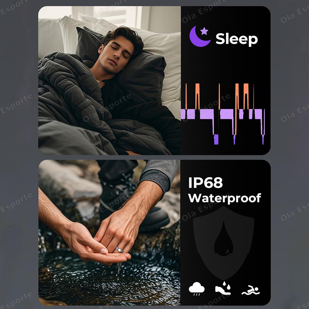 New Smart Ring Men Women, Heart Rate Blood Oxygen and Sleep Monitor Smartring IP68 & 5ATM Waterproof, Multi-sport Mode Ring