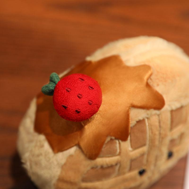 Cute Waffle Plush Doll Stuffed Food Toy with Smiling Face Soft Huggable Plushies Birthday Gift Girl Child