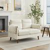 Kompaktowa sofa dwuosobowa Chenille, Obficie wypełnione poduszki i nogi z sztucznego drewna, Kanapa do salonu, sypialni, mieszkania, Beżowy, DE5062BG