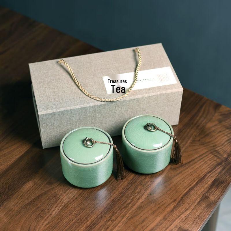 Celadon Ceramic Tea Caddy Gift Box