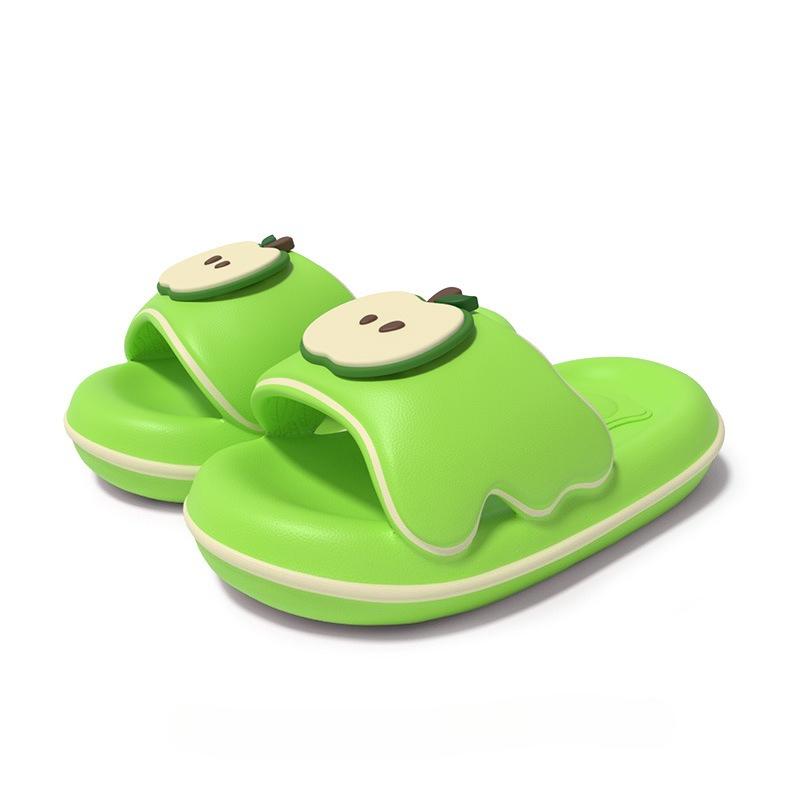 

Fashion 2025 New Cute Apple Pie Platform Slippers For Women Men Indoor Shoes Thick Sole Home Bathroom Slides Couples Street Sandals 36-37 зелёный