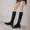 Krazing Pot Microfiber Autumn Winter Shoes Low Heels Size 43 Long Boots Half Boots Zip Stretch Thigh High Boots