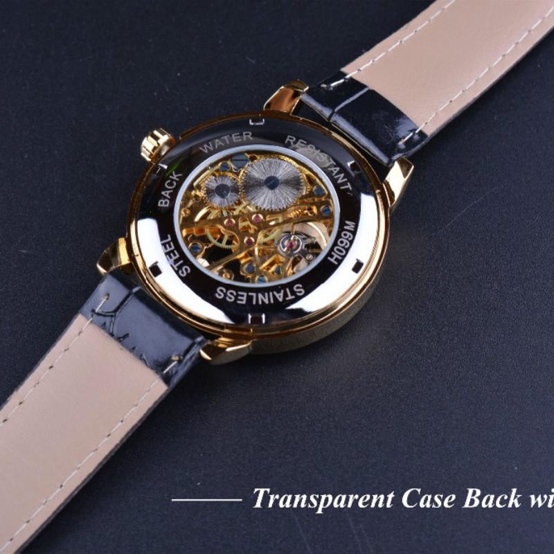 Forsining Men's Fashion Retro Hollow Through Bottom Mechanical Manual Mechanical Watch
