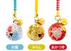 [Zune] Blume Chirimen Glocke (20 mm Durchmesser, 8 mm Durchmesser) Japanischer Chirimen Netsuke Anhänger Schlüsselanhänger Mittlere Glocke (3er Set (Weißes Indigo, Senf,