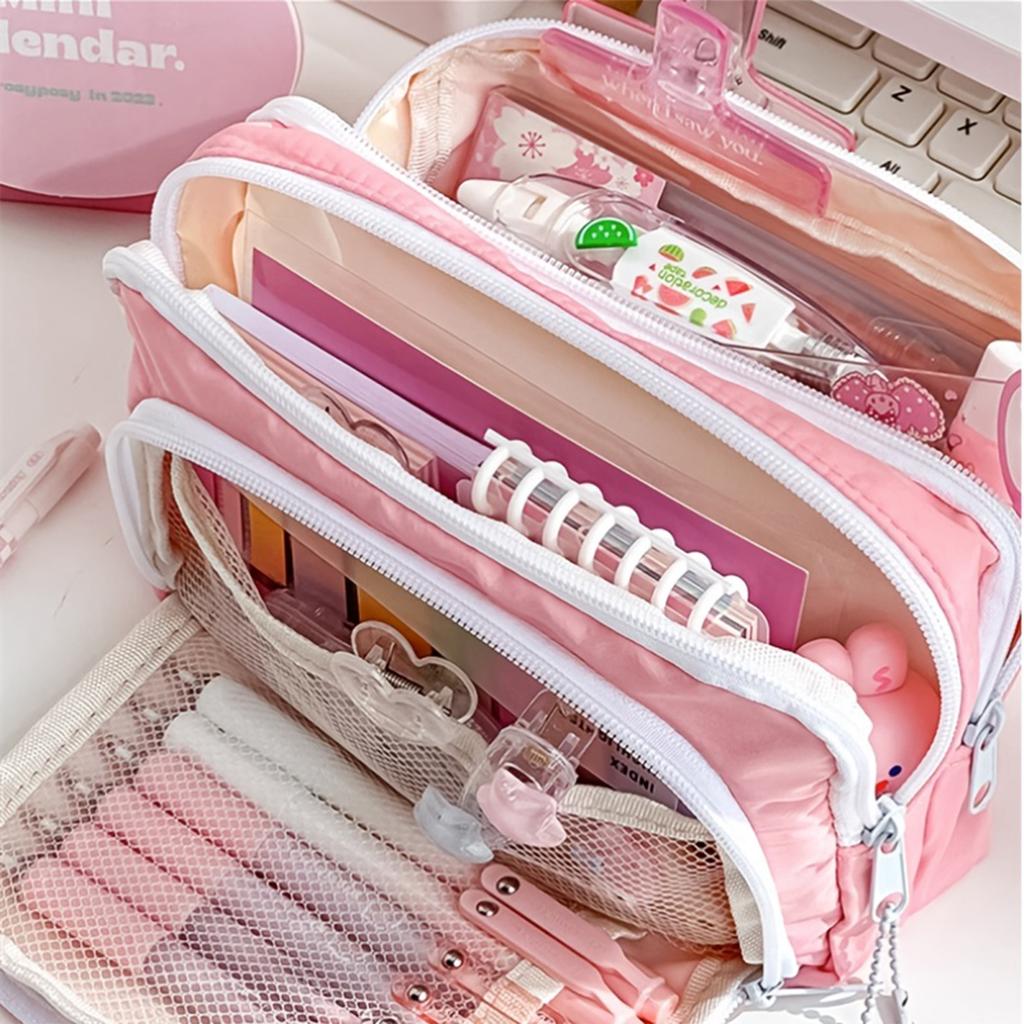 Kawaii Pencil Case Large Capacity Aesthetic Pen Bag Holder Bag Children Pen Case School Office Supplies Korean Stationery