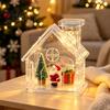 Miniature Display Case for Crafts Clear Acrylic House Ornament, DIY Fillable Christmas with Light, Rechargeable LED Decoration Lighted Table