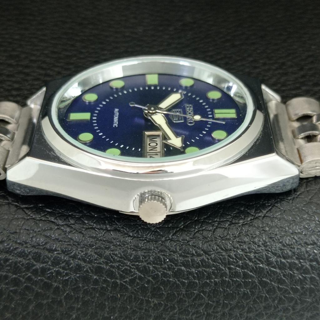VINTAGE REFURBISHED SEIKO 5 AUTOMATIC 6309A JAPAN MENS BLUE DIAL WATCH a444449-1