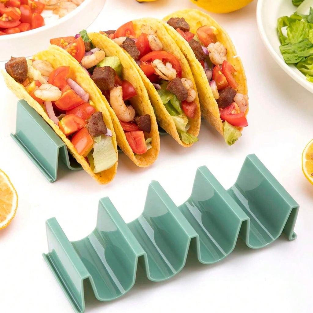 1Pack Multicolor Taco Holder Stands, PP Plastic, Wave Design Taco Racks, Holds 4 Tacos Each, Dishwasher Safe, Space-Saving Taco Shells Holder