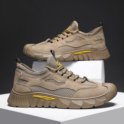 Men's Shoes Spring New Mesh Breathable Casual Labor Insurance Shoes Fashionable Versatile Construction Site Work Shoes Dirt-resistant Mesh Shoes