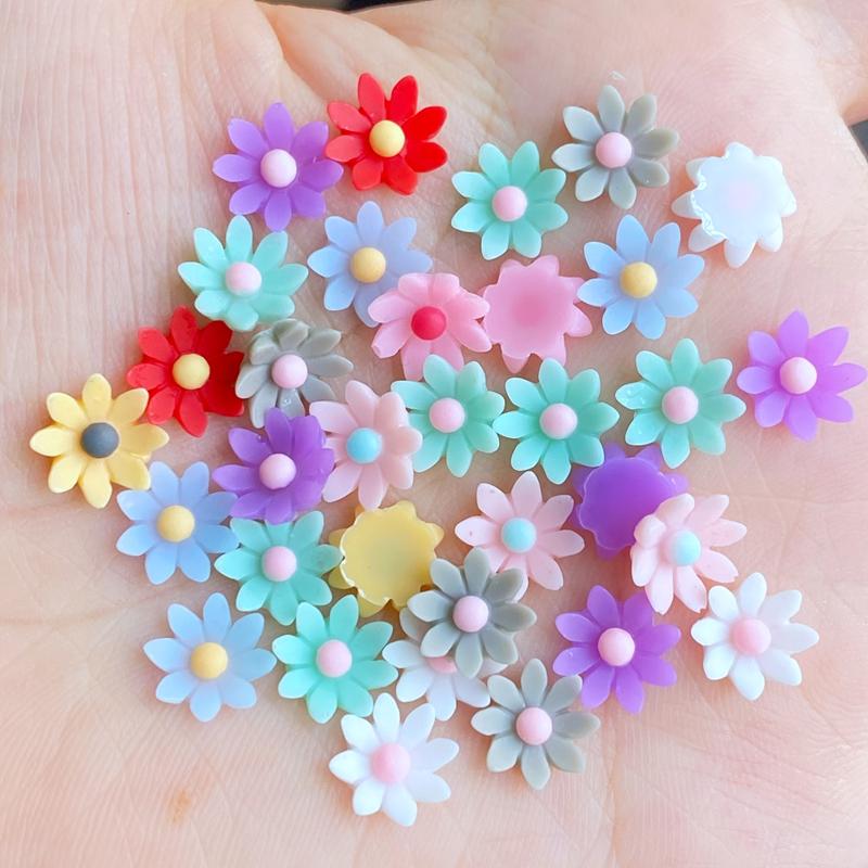 80pcs New Mix Mini Flowers Flat Back Cabochon Crafts Clothing DIY Scrapbooking Accessories J61