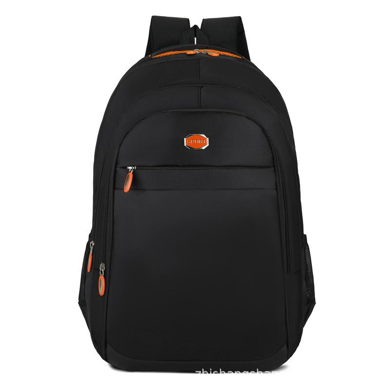 

Spot casual backpack travel computer backpack men s metal label large capacity letter college student schoolbag помаранчевий