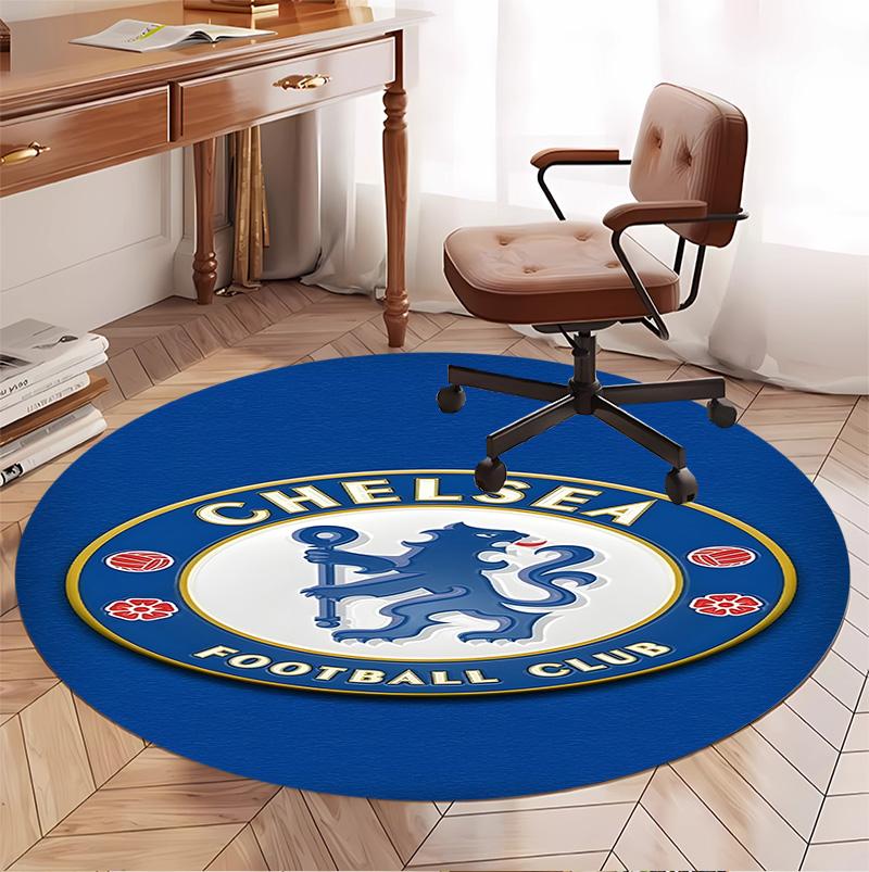 Chelsea F.C Pattern Round Rug, Indoor/Outdoor Mat, for Picnic, Gameroom, Bedroom, Office, Living Room, Home Decor Carpet, Birthday Gift