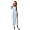European and American Foreign Trade Women's Clothing Source Factory Temperament Split V-neck Pleated Waist Striped French Dress 2026 Summer