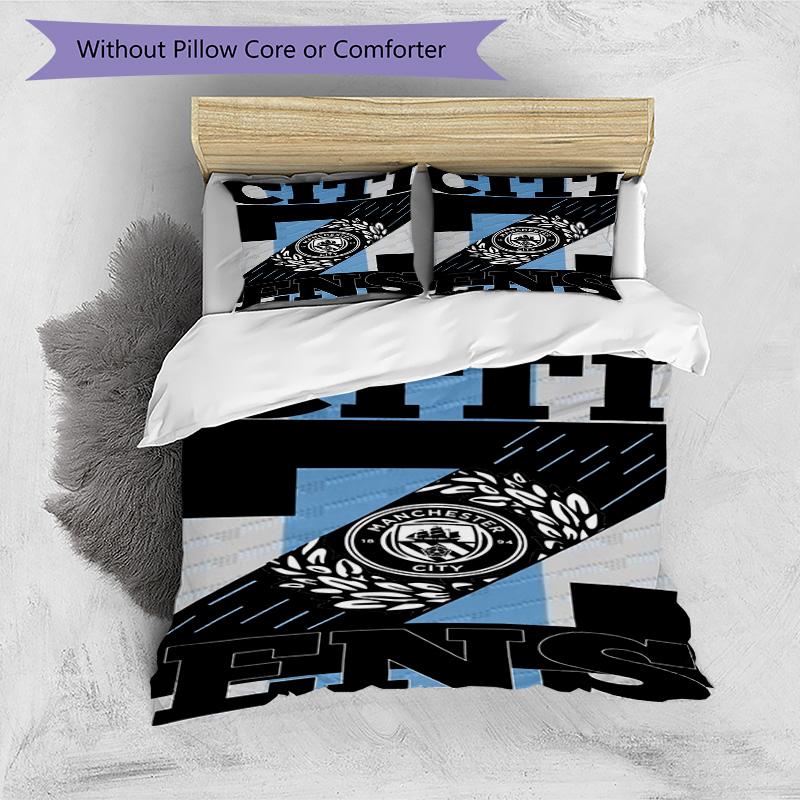 City Football Club Printed Pattern Duvet Cover Set – Includes 1 Duvet Cover and 2 Matching Pillowcases Bedroom Decor Christmas Gifts