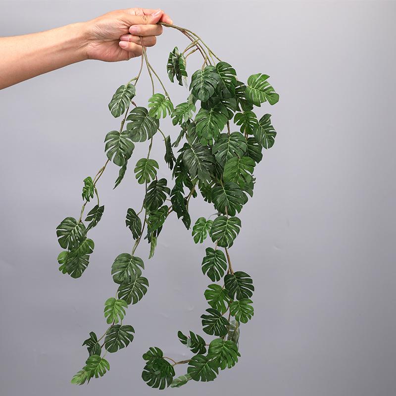 Artificial Silk Tropical Palm Leaves Vine Fake Jungle Turtle Leaf Rattan Plants Home Wall Hanging Decoration