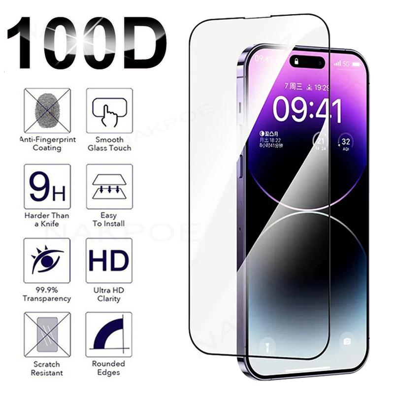 

100D полностью закаленное стекло для Apple iPhone 14 Plus 13 mini 12 11 Pro Max Защитная пленка для экрана iPhone X XR XS Max Защитная стеклянная пленка