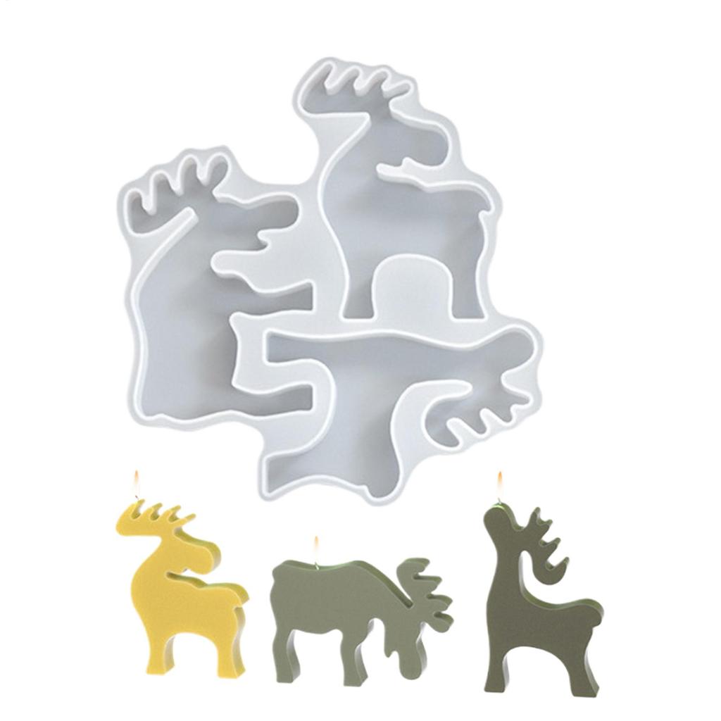 Weihnachten 3D Hirschform Silikon Kerzenform 3-Rentier Kerzenherstellung Formen Stehender Elch Resin Form Weihnachtsdekoration