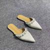 Fashion Baotou Flat Shoes Spring New Style Pointed Head Shallow Mouth Suede Beaded Soft Sole Anti-slip Wear-resistant Slippers