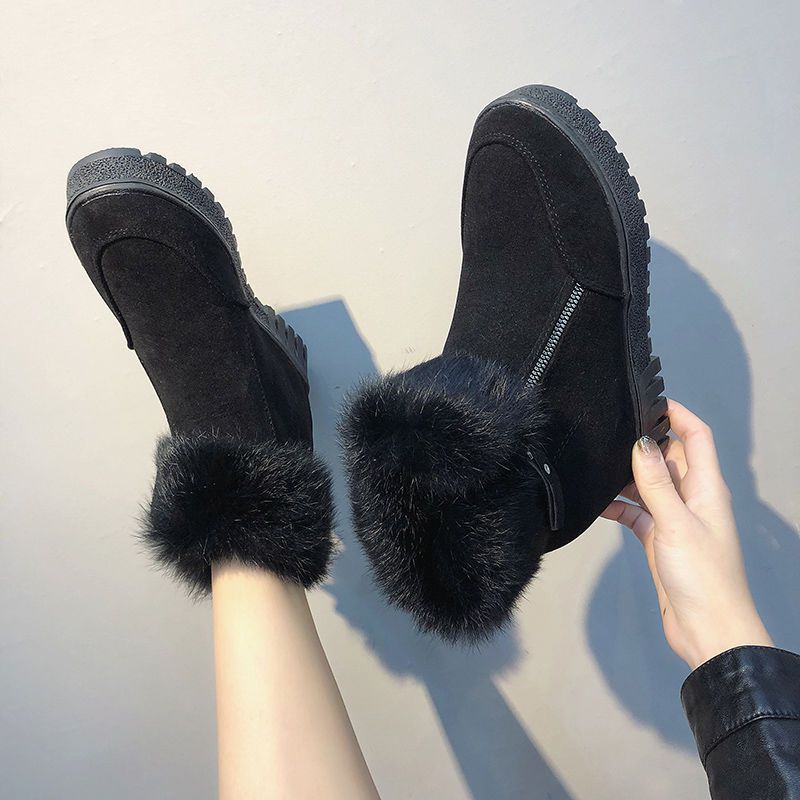 Wildleder Damen Winter Schneestiefel mit runder Spitze Neue Winter Damen Plateau Freizeitstiefel Schnürstiefeletten Damen Flache Martin Stiefel