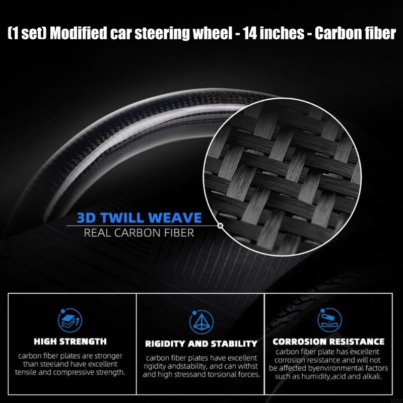 2025 New Luxury Carbon Fiber Steering Wheel 14 Inch Universal Smooth Grip for Racing Car
